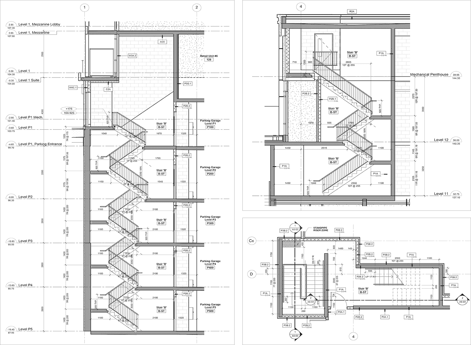 Stair plan and sections