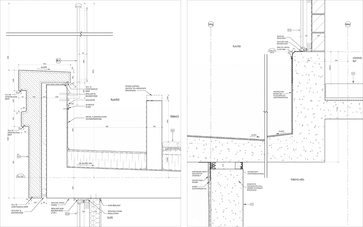 Parapet and concrete interface details