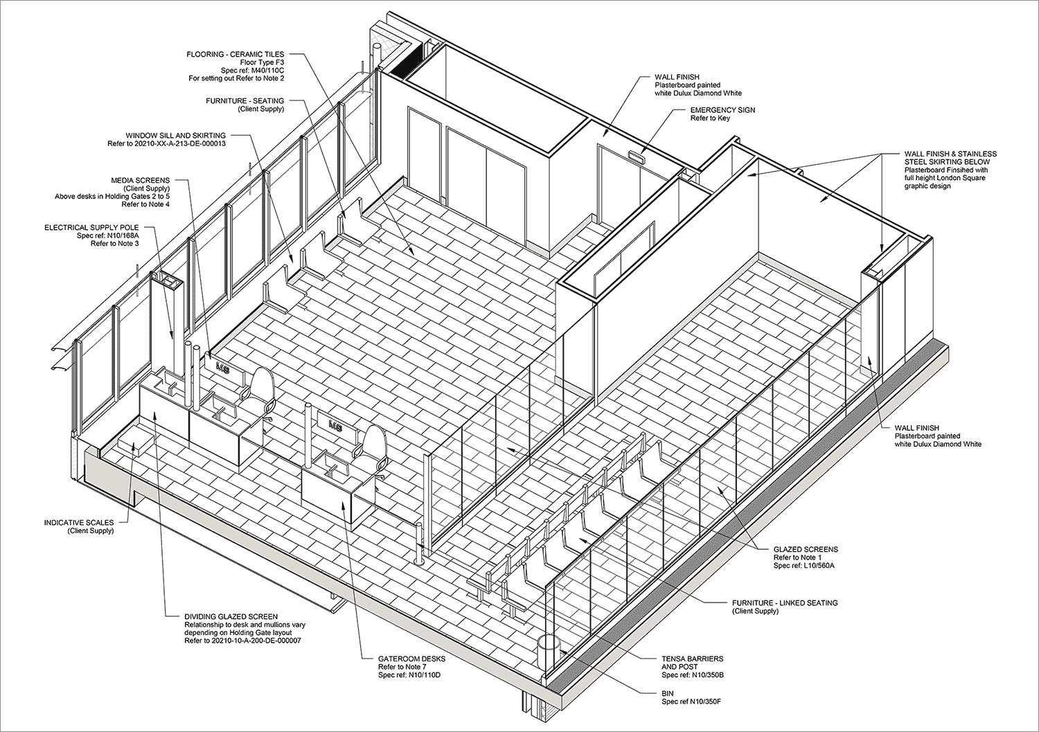 Partial gate 3D interior view