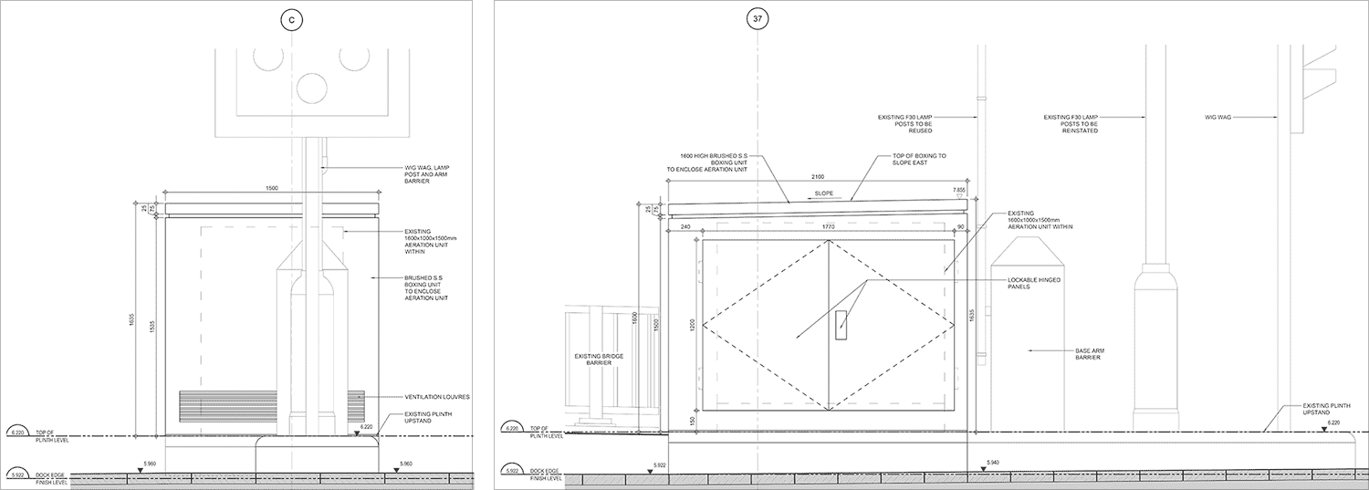 Aeration unit detail elevations