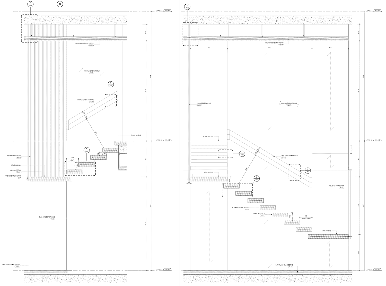 Interior stair sections