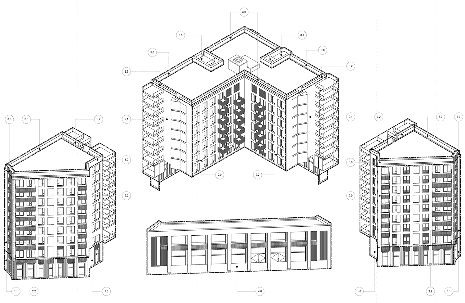 Axonometric area diagram